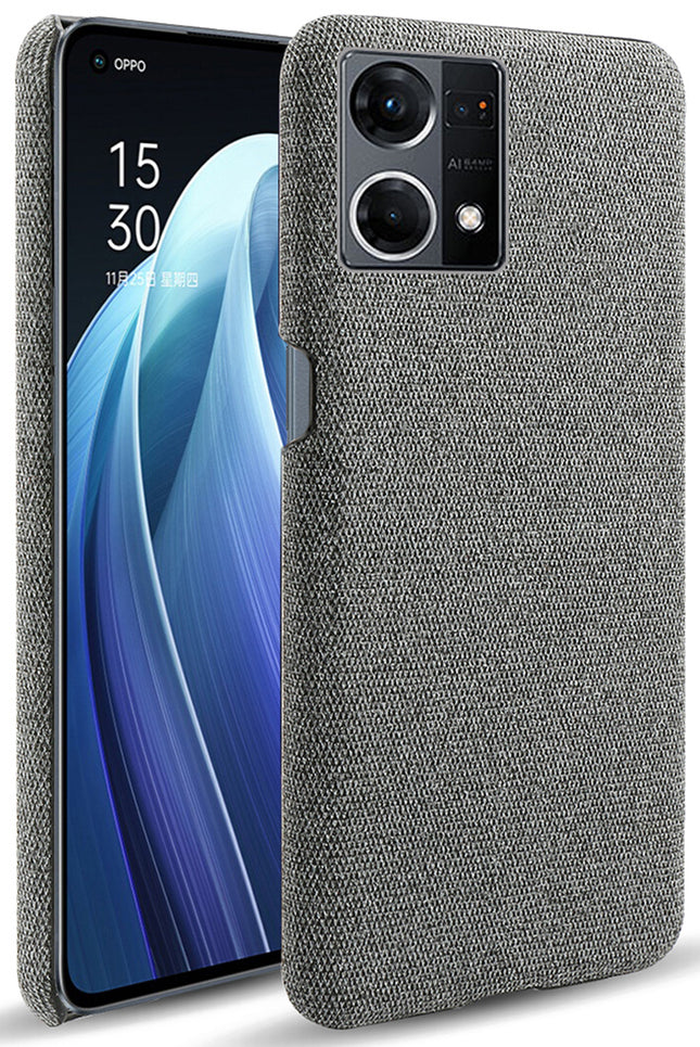 Mobizang Woven Soft Fabric Case for Oppo F21 PRO, 4G Back Cover,  Shock Protection Slim Hard Anti Slip Back Cover (Grey)