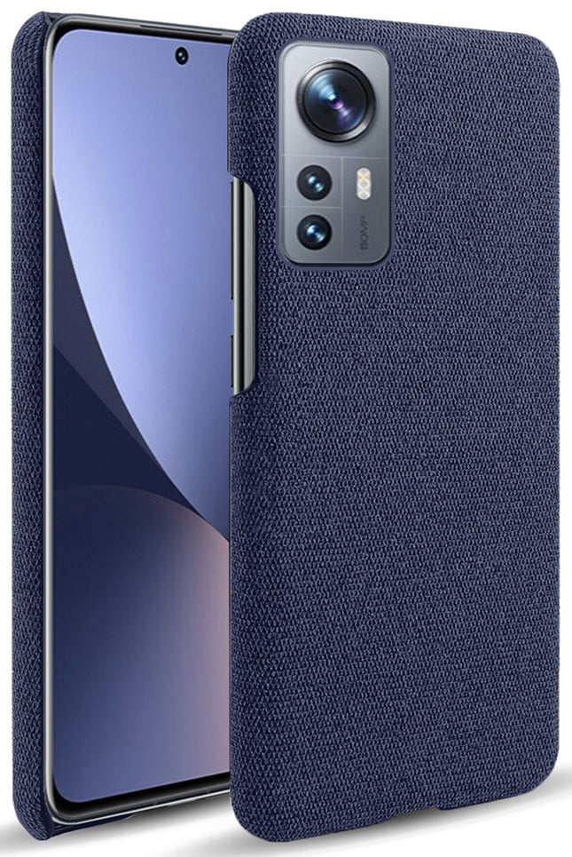 Mobizang Woven Soft Fabric Case for Xiaomi 12 Pro (5G) Back Cover,  Shock Protection Slim Hard Anti Slip Back Cover (Blue)