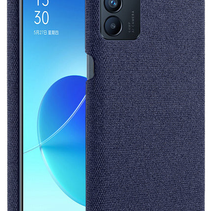 Woven Soft Fabric Case for Oppo Reno 6 Back Cover, Shock Protection Slim Hard Anti Slip Back Cover (Blue)
