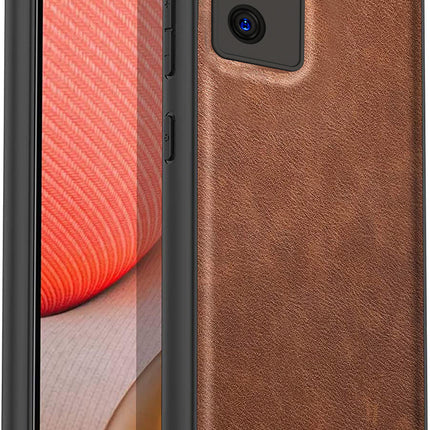 Tux Back Case for Vivo V23E, Slim Leather Case with Soft Edge Shockproof Back Cover (Brown)