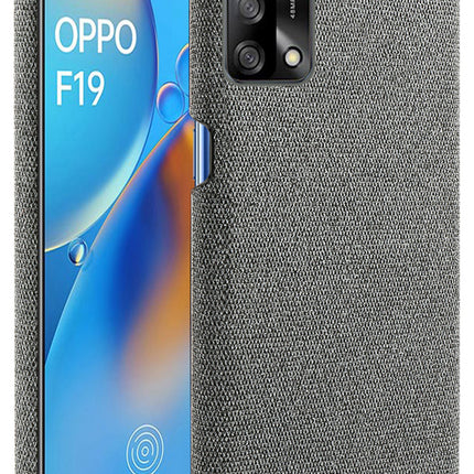 Woven Soft Fabric Case for Oppo F19 Back Cover, Shock Protection Slim Hard Anti Slip Back Cover (Grey)