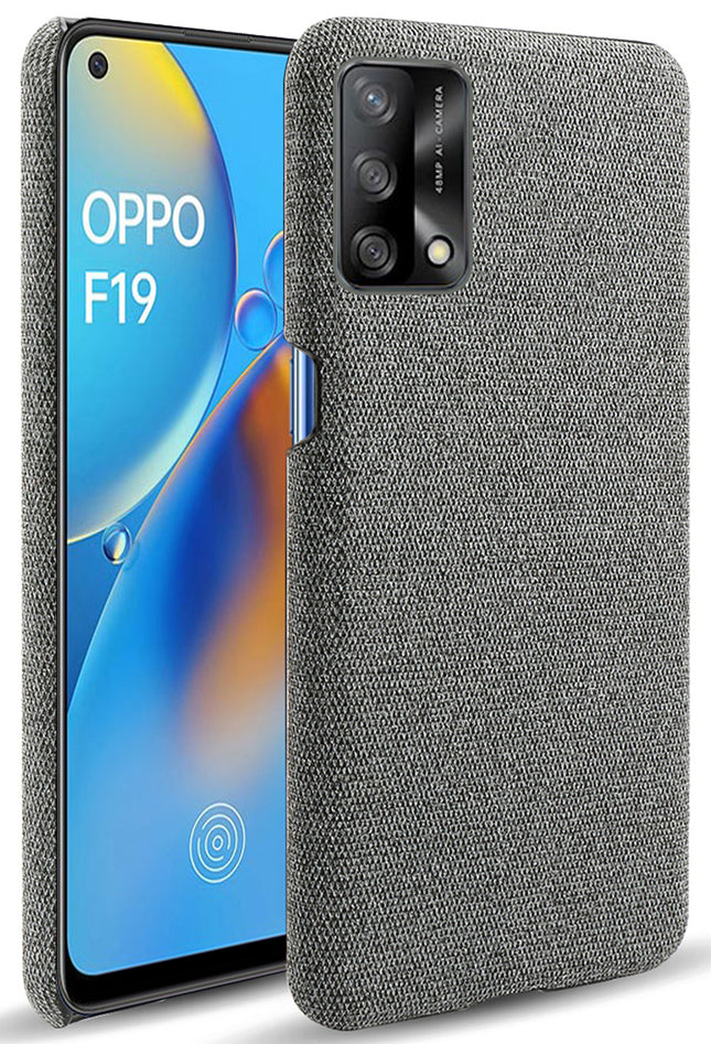 Woven Soft Fabric Case for Oppo F19 Back Cover, Shock Protection Slim Hard Anti Slip Back Cover (Grey)