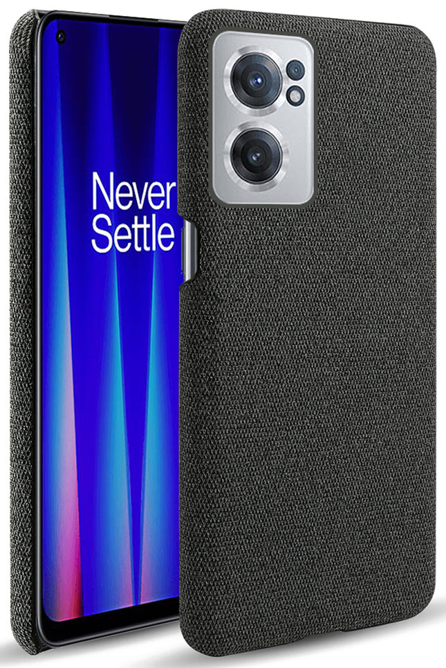 Woven Soft Fabric Case for OnePlus Nord CE 2 (5G) Back Cover, Shock Protection Slim Hard Anti Slip Back Cover (Black)