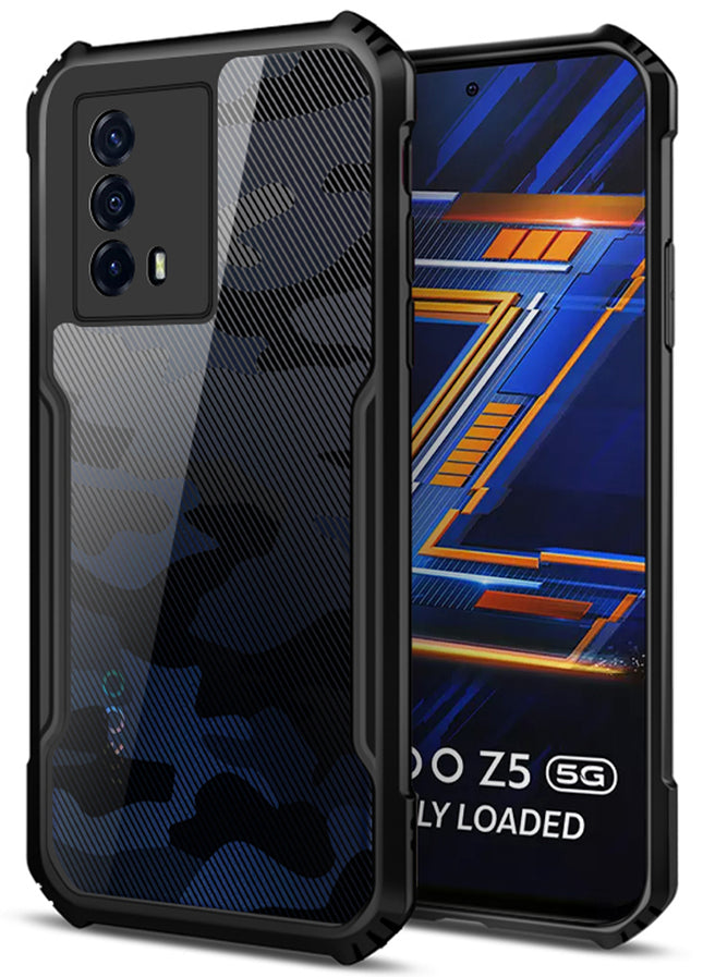Beetle Camouflage for Vivo IQOO Z5  (5G) Back Case, [Military Grade Protection] Shock Proof Slim Hybrid Bumper Cover (Black)