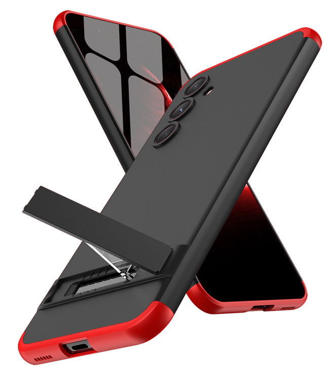 Mobizang Double Dip Full 360 Protection Back Case Cover With Stand for Samsung Galaxy S23 FE (Red::Black)