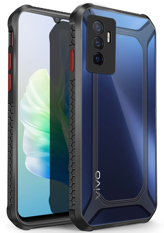 Mobizang Unicorn for Vivo V23E (5G) Clear Back Case, Shock Proof Slim Hybrid Bumper Cover (Black)