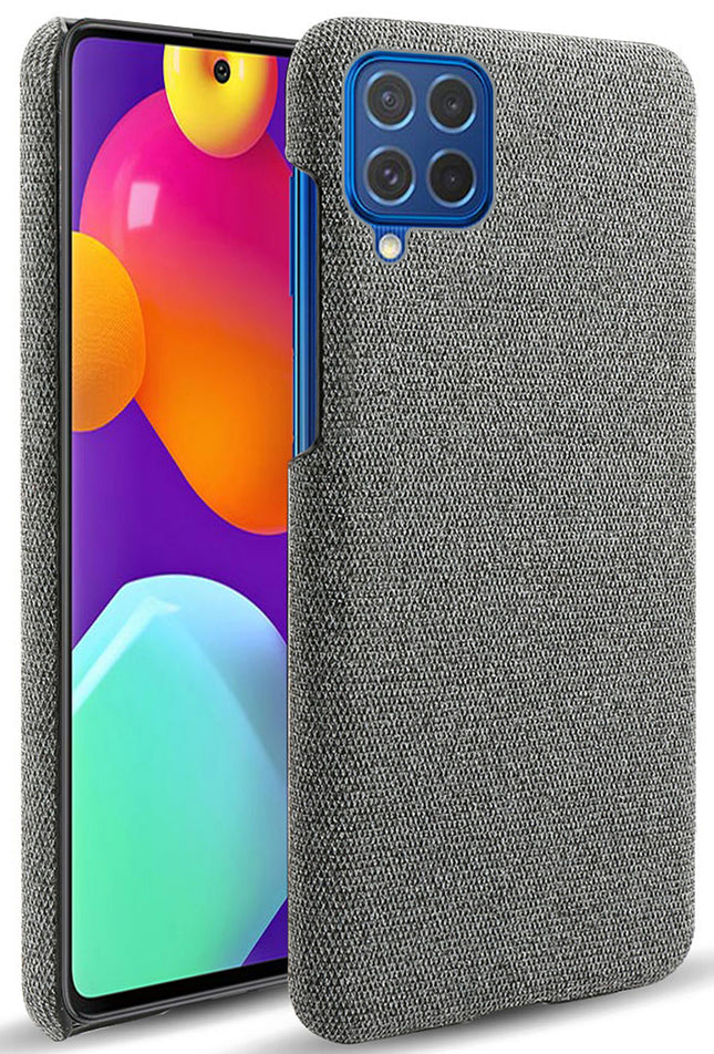 Woven Soft Fabric Case for Samsun Galaxy F62 Back Cover, Shock Protection Slim Hard Anti Slip Back Cover (Grey)