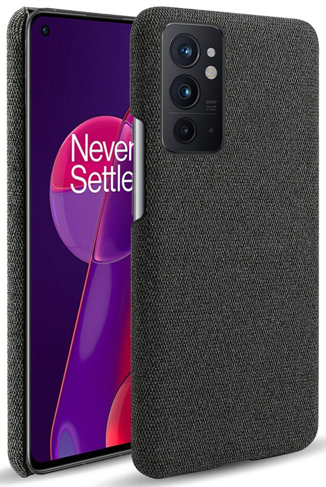 Woven Soft Fabric Case for OnePlus 9RT Back Cover, Shock Protection Slim Hard Anti Slip Back Cover (Black)