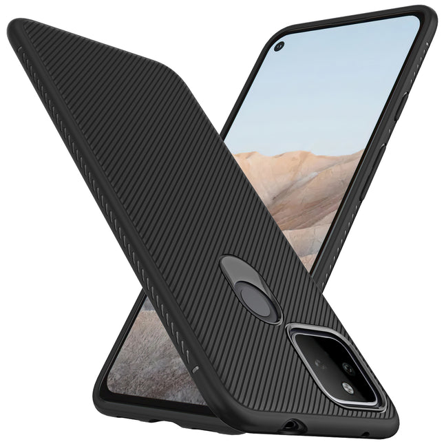 Twill Shock Proof Soft Flexible Back Case Cover for Google Pixel 5A (Black)