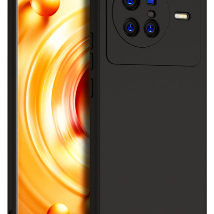 Matte Lens Protective Shockproof Flexible Back Cover for Vivo X80, Slim Silicone with Soft Lining Shockproof Flexible Full Body Bumper Case (Black)