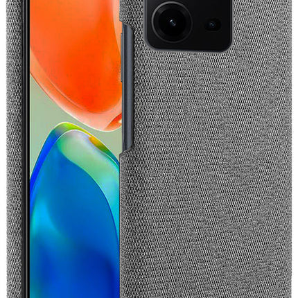 Mobizang Woven Soft Fabric Case for VIVO V25 (5G) Back Cover, Shock Protection Slim Hard Anti Slip Back Cover (Grey)