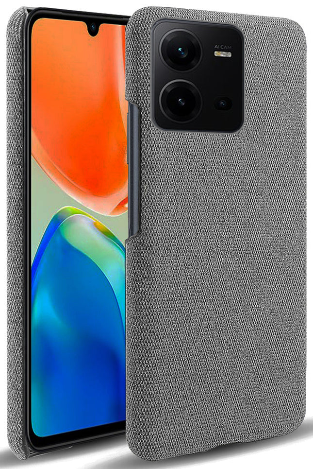 Mobizang Woven Soft Fabric Case for VIVO V25 (5G) Back Cover, Shock Protection Slim Hard Anti Slip Back Cover (Grey)