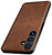 Mobizang Tux Leather Back Cover for Samsung Galaxy S24 | Slim Shockproof Camera Protection Bumper Case (Brown)