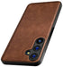 Mobizang Tux Leather Back Cover for Samsung Galaxy S24 | Slim Shockproof Camera Protection Bumper Case (Brown)