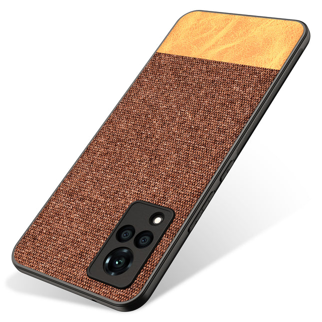 Soft Fabric & Leather Hybrid for Vivo V21  Back Cover, Shockproof Protection Slim Hard Back Case (Brown)
