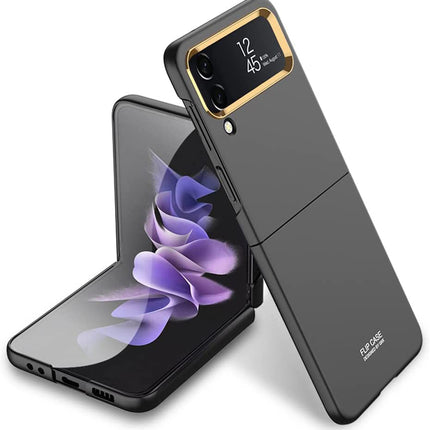 Mobizang Ultra Thin PC Back with Gold Ring for Galaxy Z Flip 4 - Black