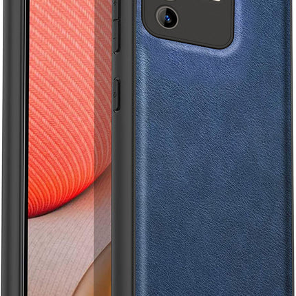 Tux Back Case For Vivo V23 (5G) , Slim Leather Case with Soft Edge Shockproof Back Cover (Blue)