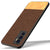 Soft Fabric & Leather Hybrid Protective Case Cover for Vivo V23E (Brown)