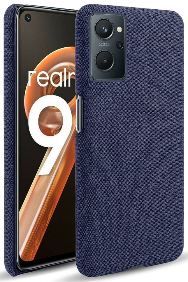 Woven Soft Fabric Case for Realme 9i Back Cover, Shock Protection Slim Hard Anti Slip Back Cover (Blue)