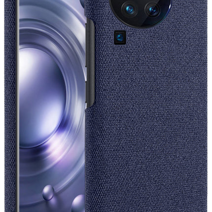 Mobizang Woven Soft Fabric Case for Vivo X80 Pro (5G) Back Cover,  Shock Protection Slim Hard Anti Slip Back Cover (Blue)