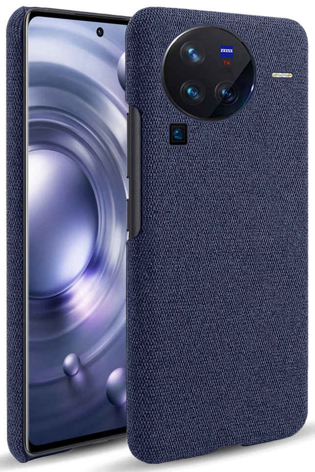 Mobizang Woven Soft Fabric Case for Vivo X80 Pro (5G) Back Cover,  Shock Protection Slim Hard Anti Slip Back Cover (Blue)