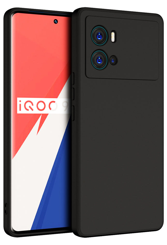 Matte Lens Protective Back Cover for Vivo IQOO 9 Pro , Slim Silicone with Soft Lining Shockproof Flexible Full Body Bumper Case (Black)