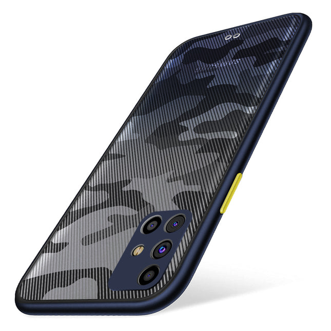 Camouflage Paper Thin Back Cover For Samsung Galaxy M31S , Super Slim Matte Translucent Full Protection Back Case (Blue)