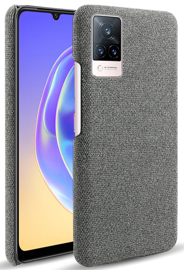 Woven Soft Fabric Case for Vivo V21 Back Cover, Shock Protection Slim Hard Anti Slip Back Cover (Grey)
