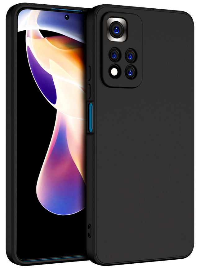 Matte Lens Protective Back Cover for Xiaomi 11i / 11i Hypercharge , Slim Silicone with Soft Lining Shockproof Flexible Full Body Bumper Case (Black)