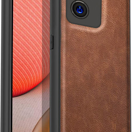 Tux Back Case For Oppo Reno 7 (5G) , Slim Leather Case with Soft Edge Shockproof Back Cover (Brown)