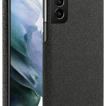 Woven Soft Fabric Case for Samsung Galaxy S22 Back Cover, Shock Protection Slim Hard Anti Slip Back Cover (Black)