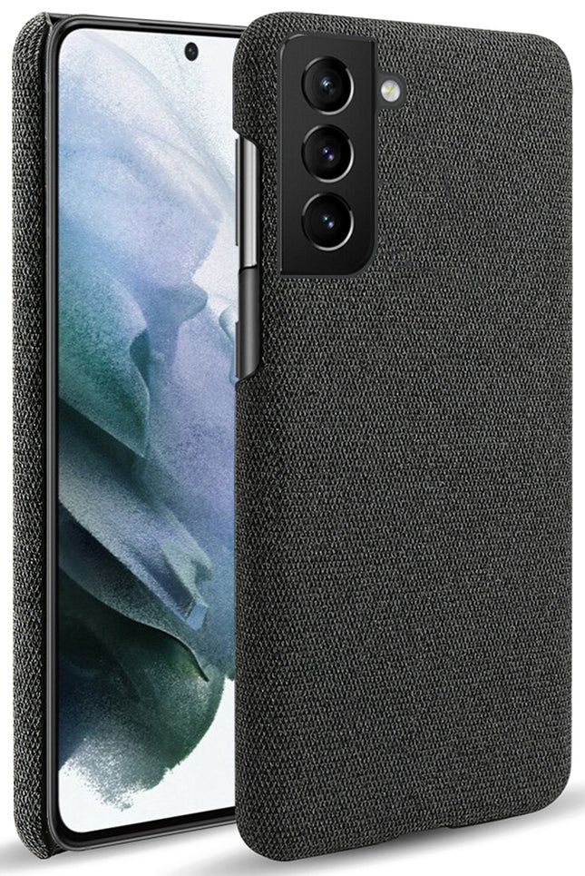 Woven Soft Fabric Case for Samsung Galaxy S22 Back Cover, Shock Protection Slim Hard Anti Slip Back Cover (Black)