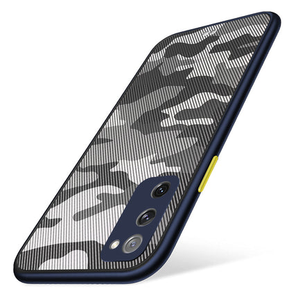 Camouflage Paper Thin Back Cover For Samsung Galaxy S20 FE , Super Slim Matte Translucent Full Protection Back Case (Blue)