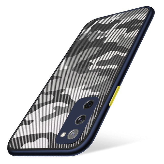 Camouflage Paper Thin Back Cover For Samsung Galaxy S20 FE , Super Slim Matte Translucent Full Protection Back Case (Blue)