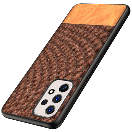 Soft Fabric & Leather Hybrid Protective Back Case Cover for Samsung Galaxy A33 (5G) (Brown)
