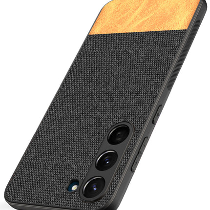 Mobizang Soft Fabric & Leather Hybrid for Samsung Galaxy S23 Plus Back Cover | Shockproof Hybrid Slim Hard Anti Slip Back Case (Black , Brown)