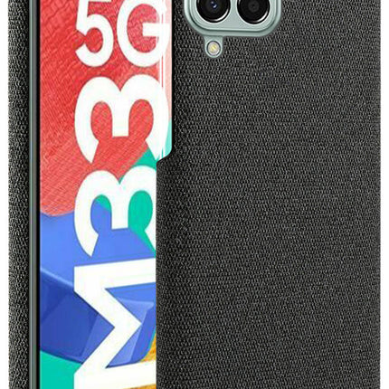 Mobizang Woven Soft Fabric Case for Samsung Galaxy M33 (5G) Back Cover, Shock Protection Slim Hard Anti Slip Back Cover (Black)