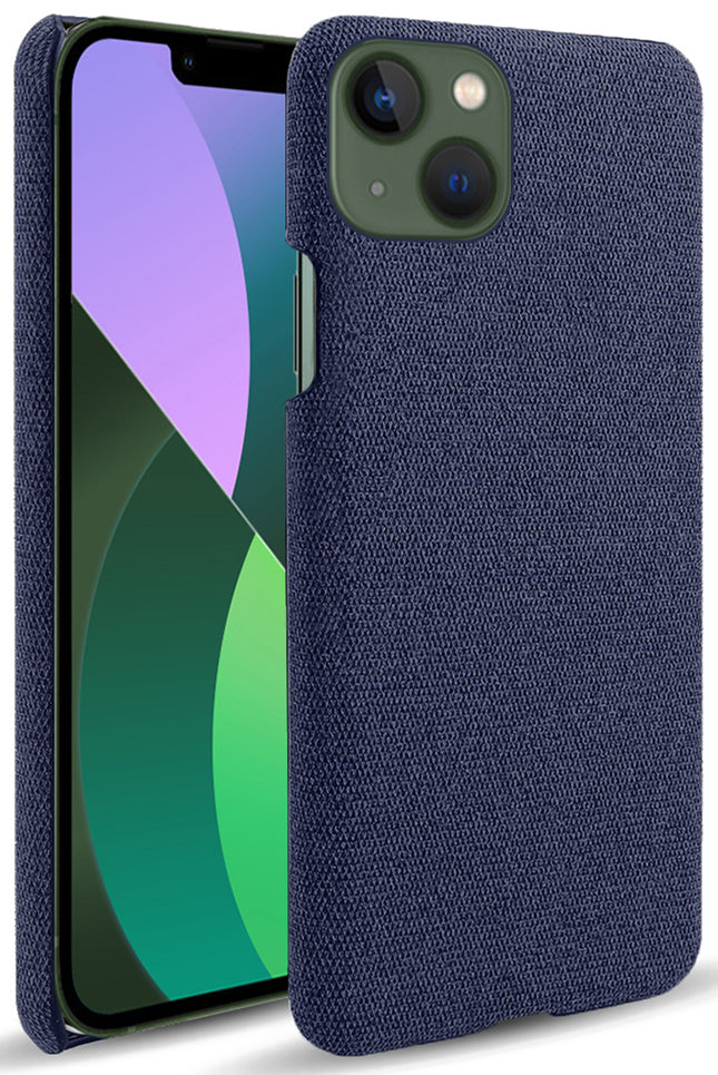 Mobizang Woven Soft Fabric Case for Apple iPhone 14 Back Cover, Shock Protection Slim Hard Anti Slip Back Cover (Blue)