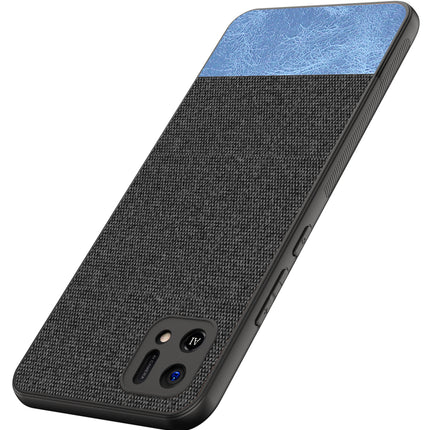 Soft Fabric & Leather Hybrid Protective Case Cover for Oppo A16K (Black ,Blue)