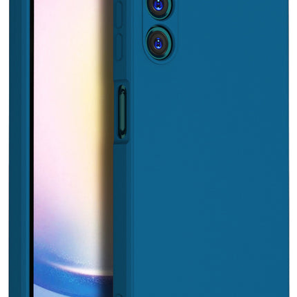 Mobizang Matte Protective Lens Flexible Back Cover for Samsung Galaxy A25 | Slim Silicone with Soft Lining Shockproof Full Body Bumper Case (Blue)