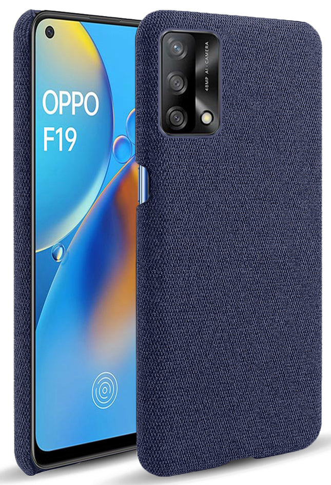 Woven Soft Fabric Case for Oppo F19 Back Cover, Shock Protection Slim Hard Anti Slip Back Cover (Blue)