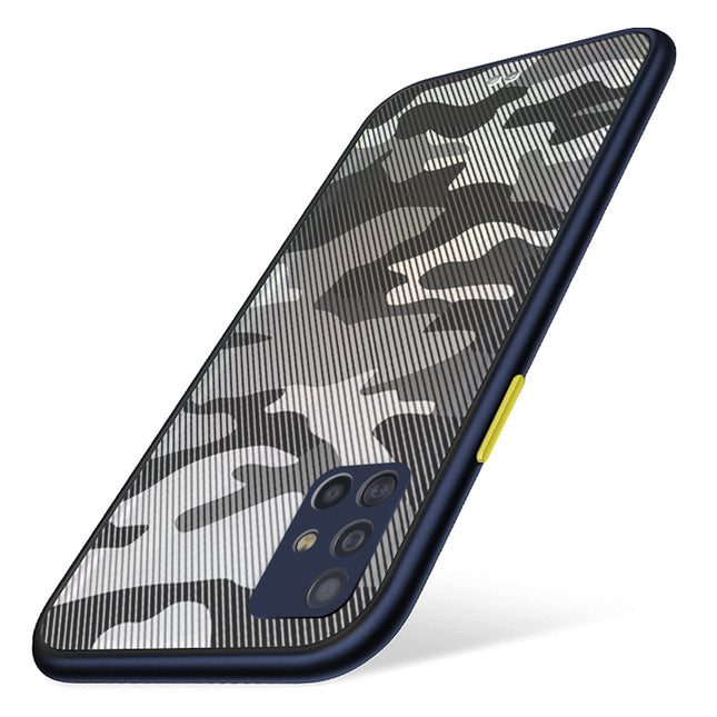Camouflage Paper Thin Back Cover For Samsung Galaxy A51 , Super Slim Matte Translucent Full Protection Back Case (Blue)