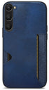 Mobizang Razor Wallet Back Case for Samsung Galaxy S23 Plus | Slim PU Leather & Fabric Cover with Inbuilt Card Pocket (Blue)