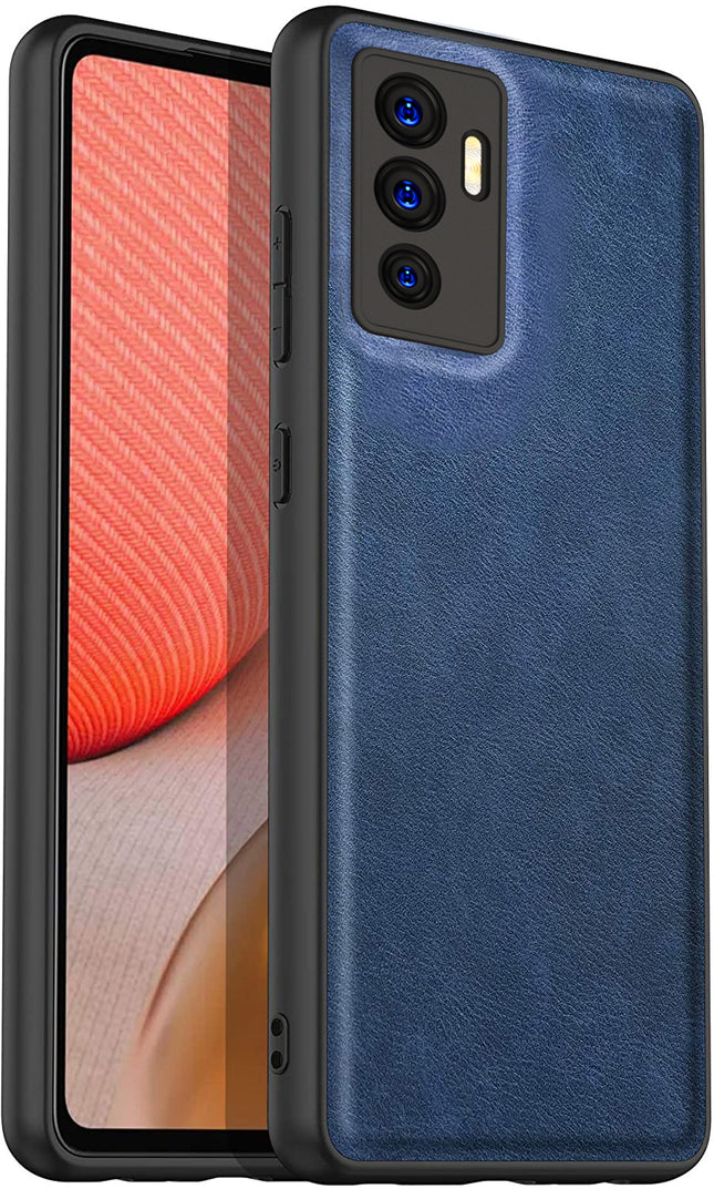 Tux Back Case for Vivo V23E, Slim Leather Case with Soft Edge Shockproof Back Cover (Blue)