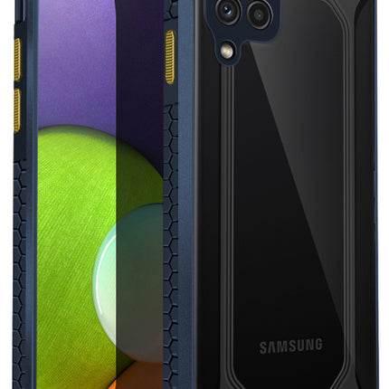 Unicorn for Samsung Galaxy A22 (4G) Clear Back Case, [Military Grade Protection] Shock Proof Slim Hybrid Bumper Cover (Blue)