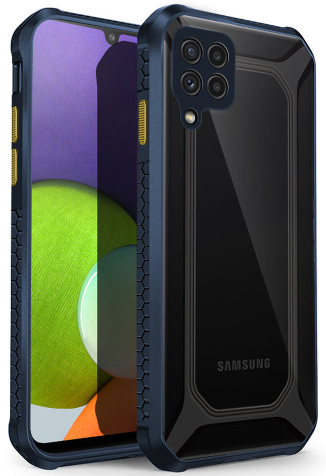 Unicorn for Samsung Galaxy A22 (4G) Clear Back Case, [Military Grade Protection] Shock Proof Slim Hybrid Bumper Cover (Blue)