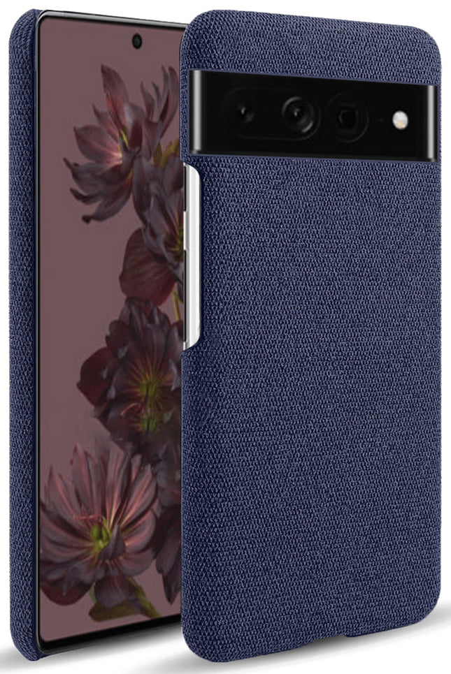 Mobizang Woven Soft Fabric Case for Google Pixel 7 Pro Back Cover, Shock Protection Slim Hard Anti Slip Back Cover (Blue)