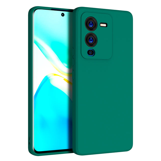 Mobizang Matte Lens Protective Shockproof Flexible Back Cover for Vivo V25 PRO (5G) , Slim Silicone with Soft Lining Shockproof Flexible Full Body Bumper Case (Green)