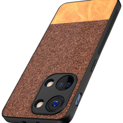 Mobizang Soft Fabric & Leather Hybrid Protective Back Cover for Oneplus Nord 3 | Shockproof Slim Hard Anti Slip Back Case (Brown)