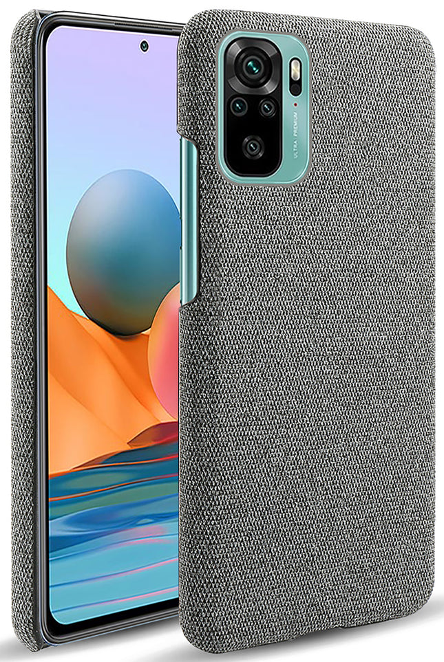 Woven Soft Fabric Case for Xiaomi Redmi Note 10 /  Note 10S Back Cover, Shock Protection Slim Hard Anti Slip Back Cover (Grey)